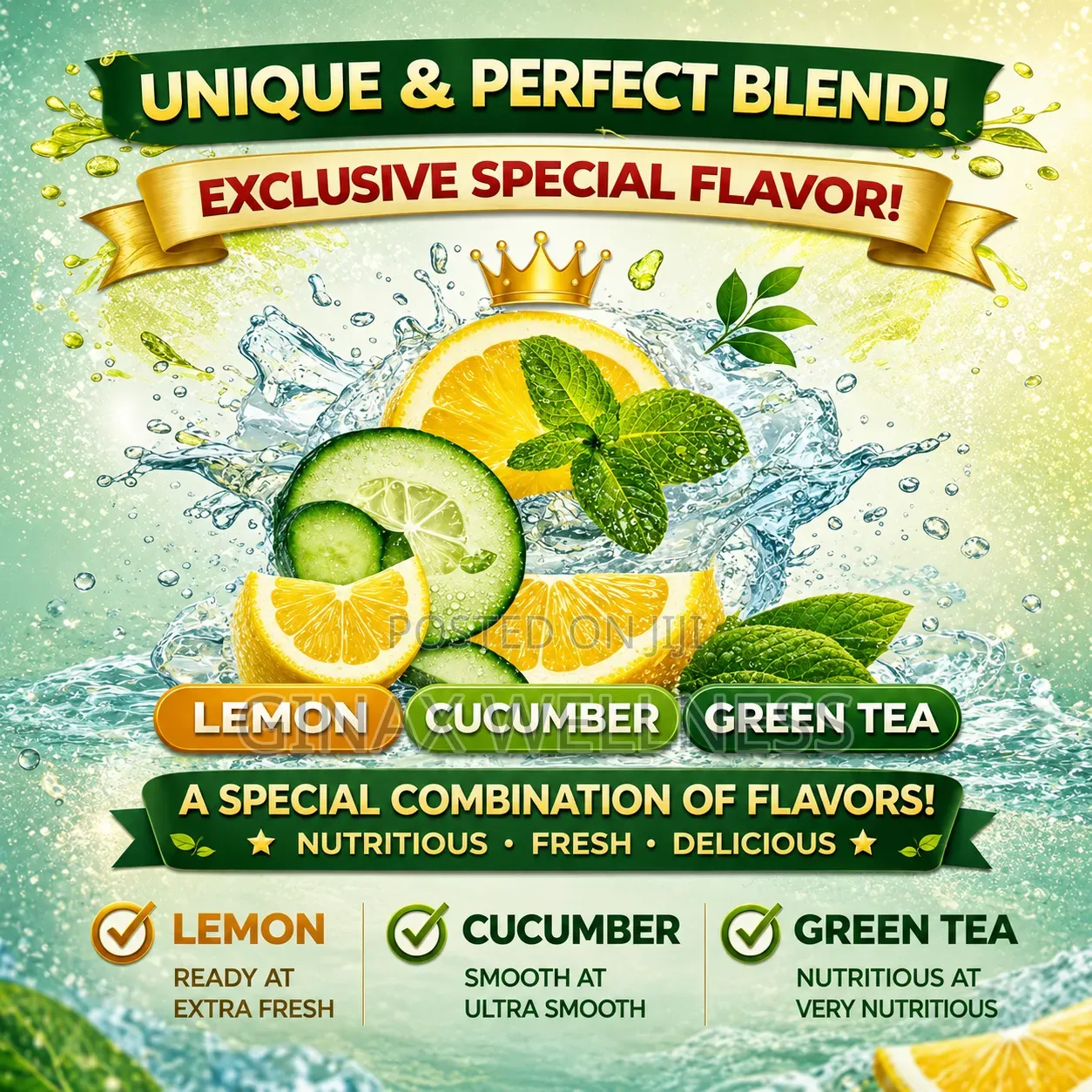 Lemon Cucumber Green Tea Powder for Detox and Healthy Digestion (250g)