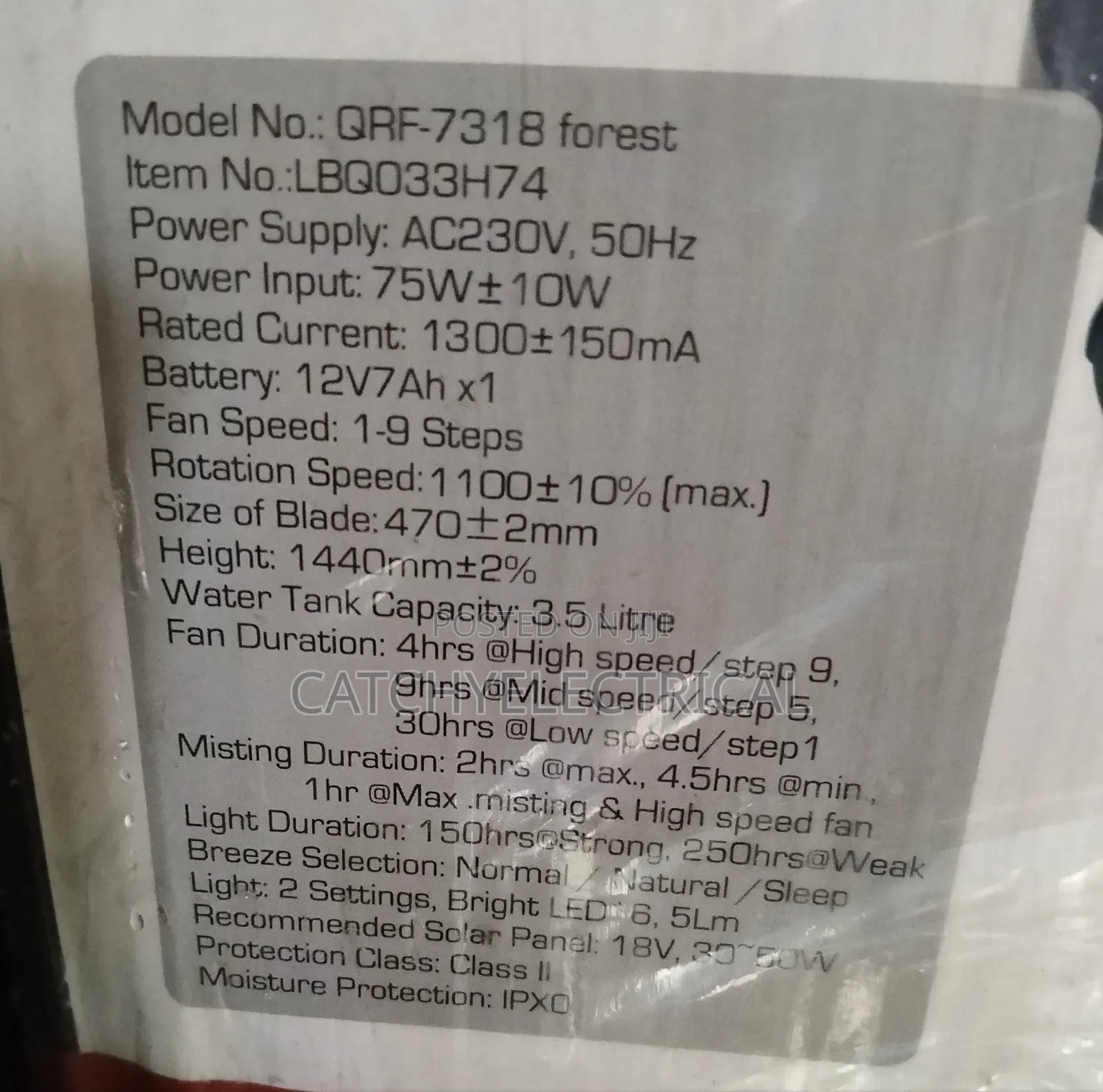 18" Rechargeable Mist Fan