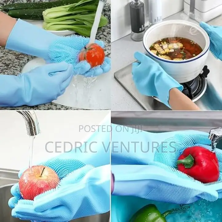 Silicone Reusable Dishwashing Scrubber Rubber - 1 Pair