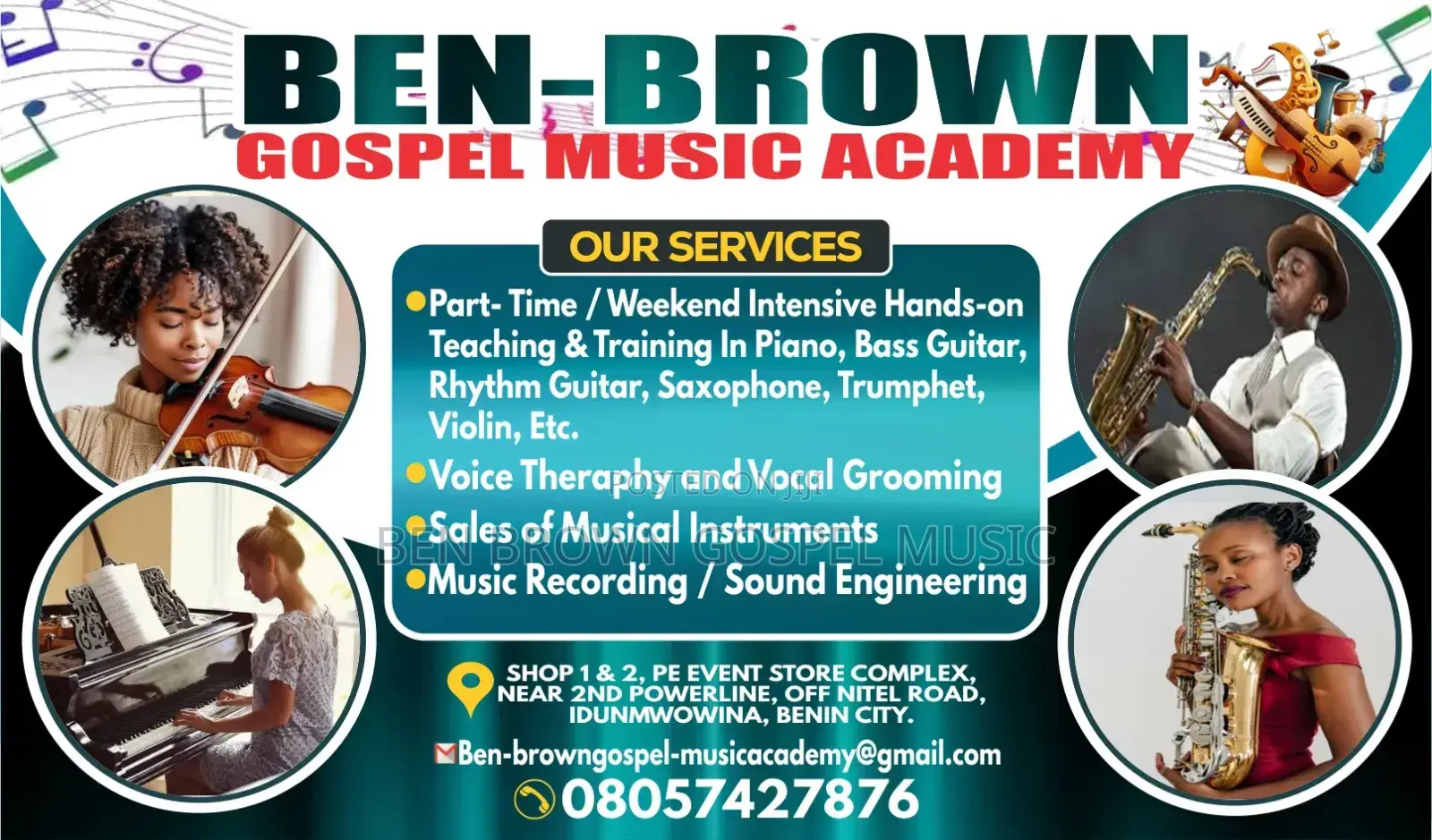 Hands-on Music Instrument Training, Voice Training and Song Writing.