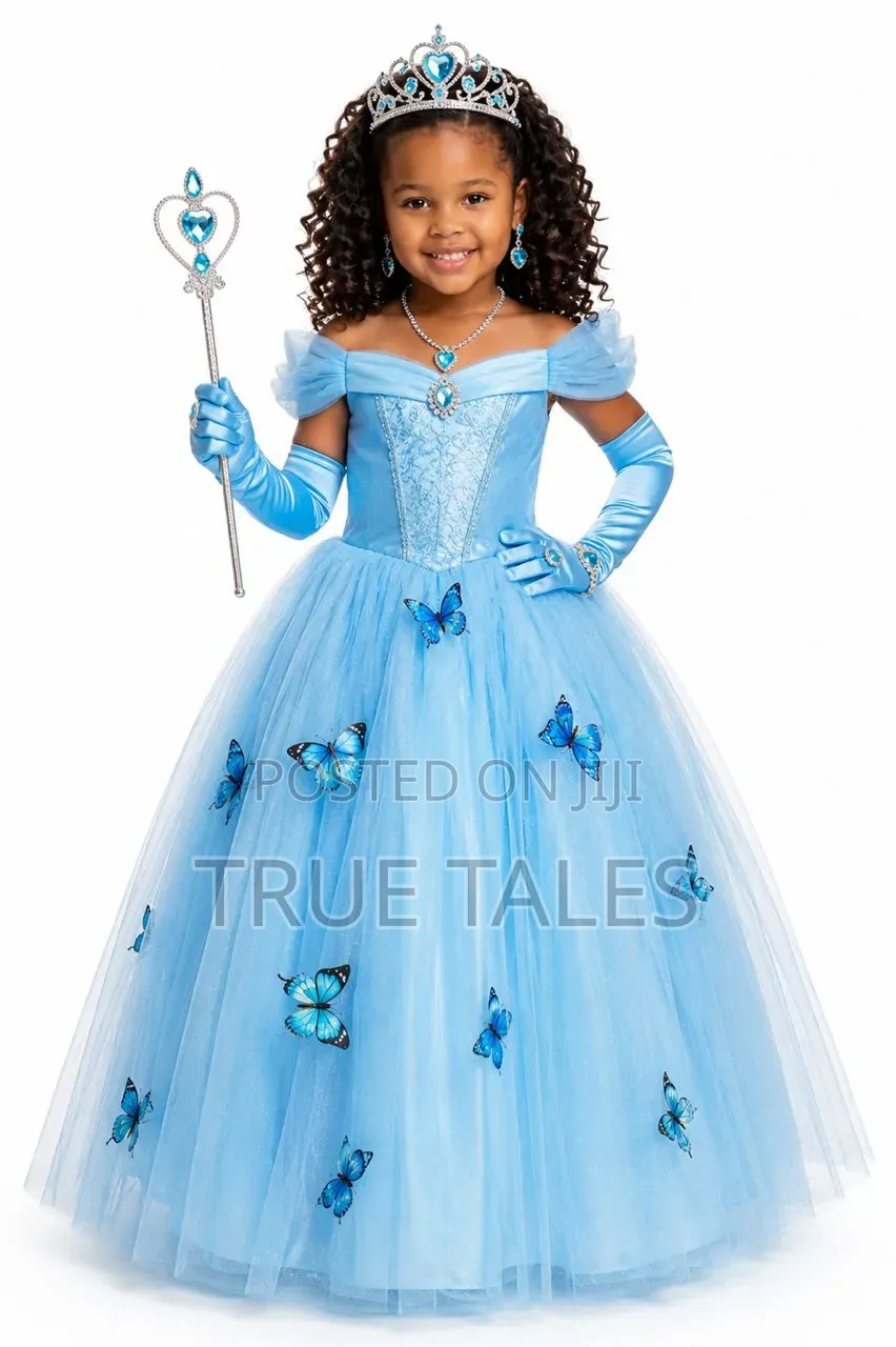 Frozen Elsa Character Dress+ Crown, Cape,Magic Wand,Jewelry Set Gloves