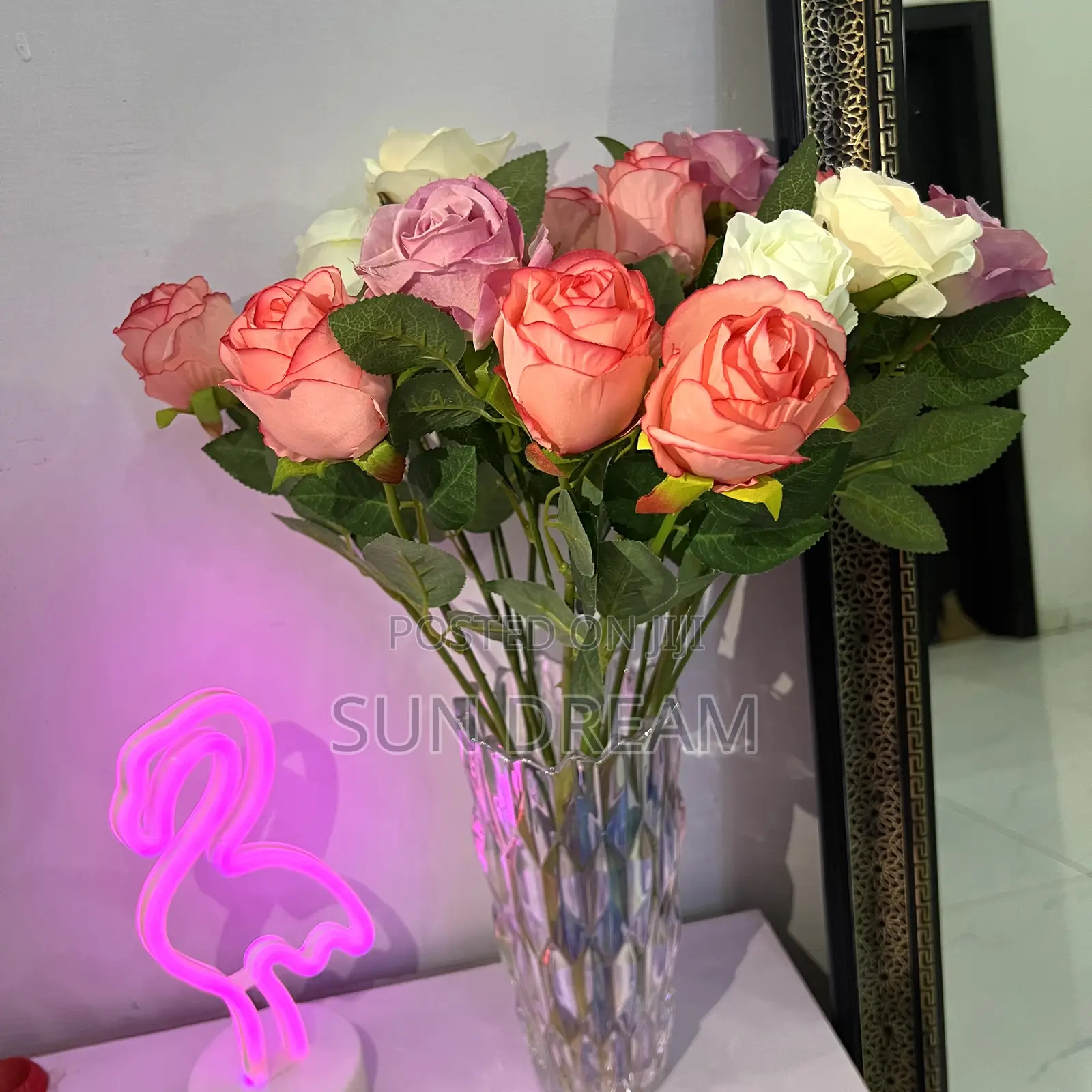 Home Decoration Rose With Vase Table Accessories Flower Accessories