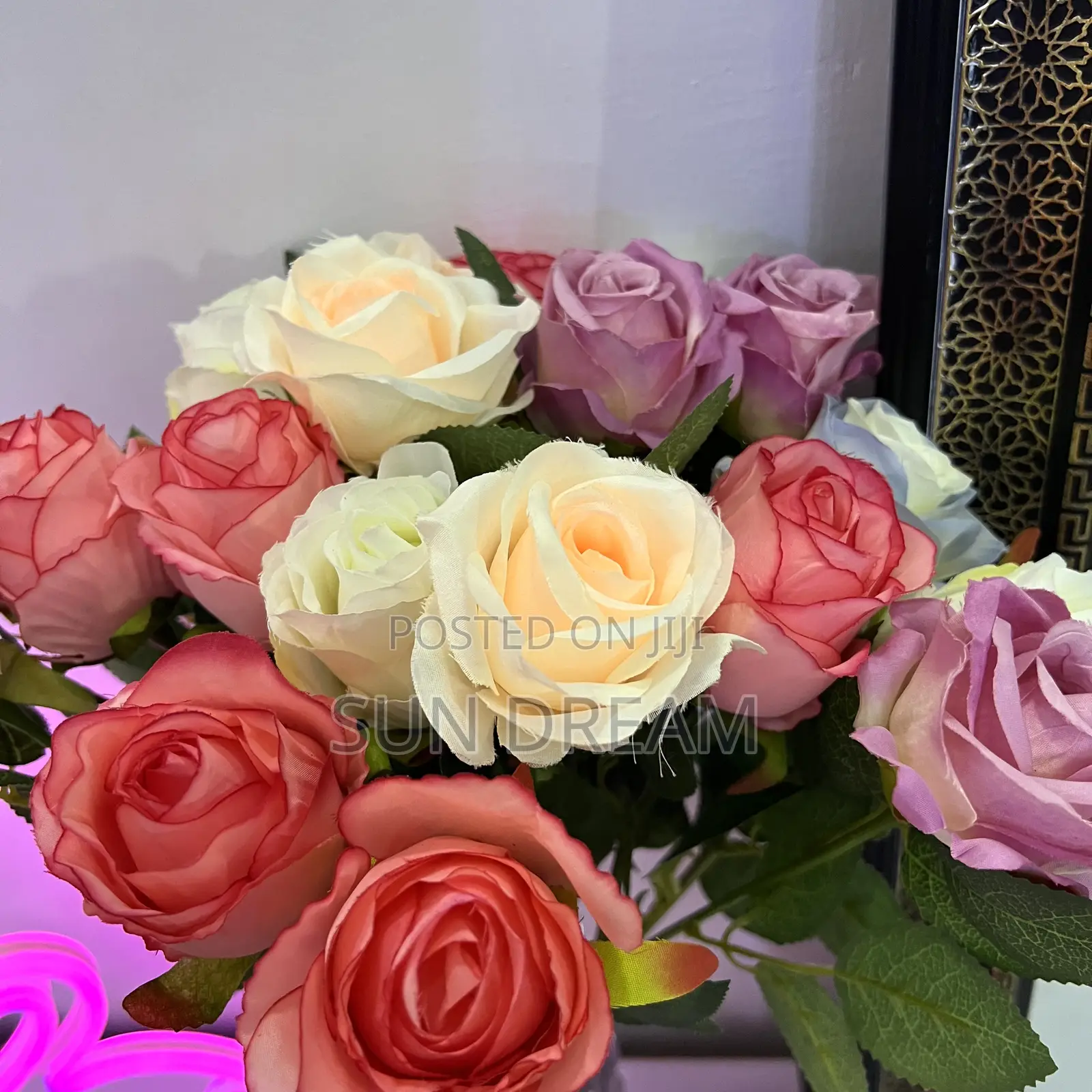 Home Decoration Rose With Vase Table Accessories Flower Accessories
