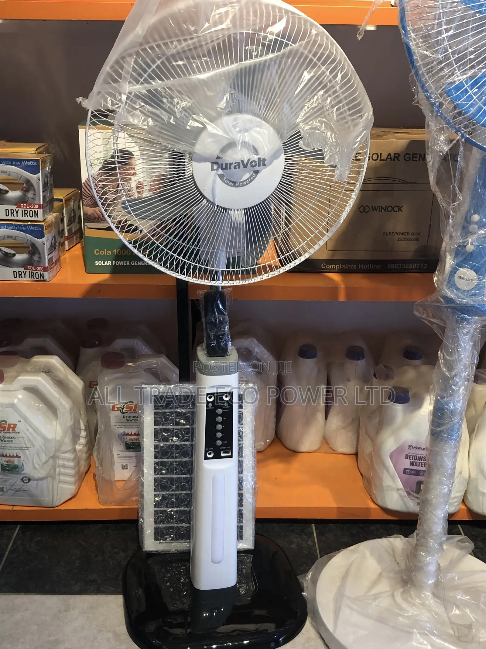 Duravolt 16-inch Rechargeable Fan + Solar Panel