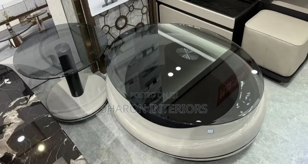 Modern Smoked Glass Center Table Set