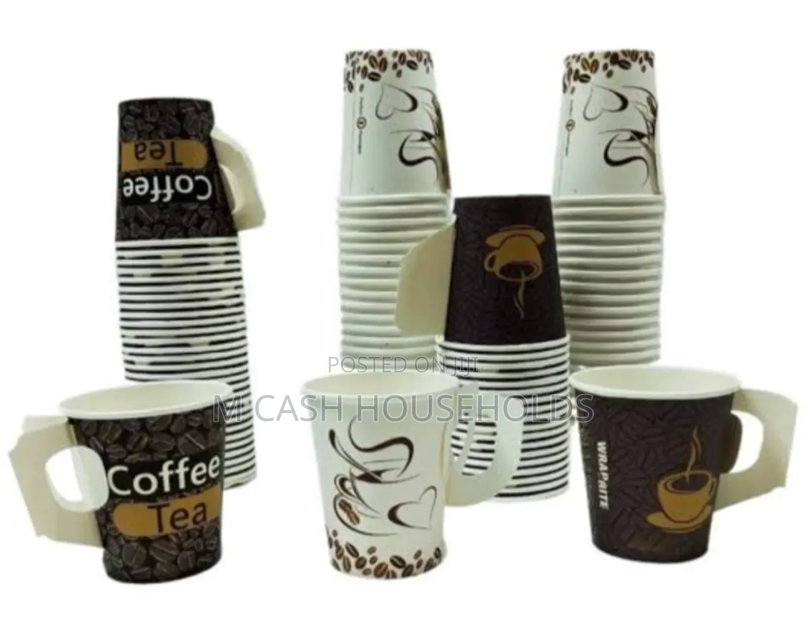 50pices Disposable Coffee Cups With Handle