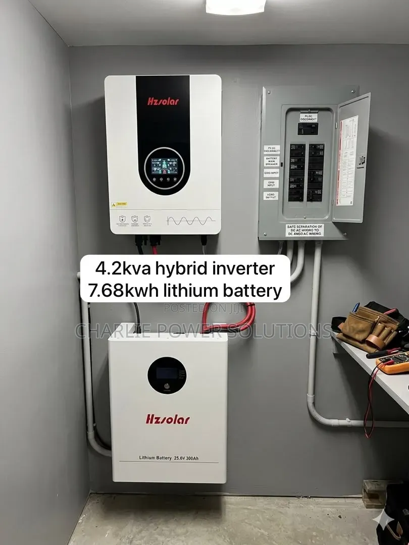 Complete Hzsolar 24v 7.68kwh Lithium Solar System Set-Up