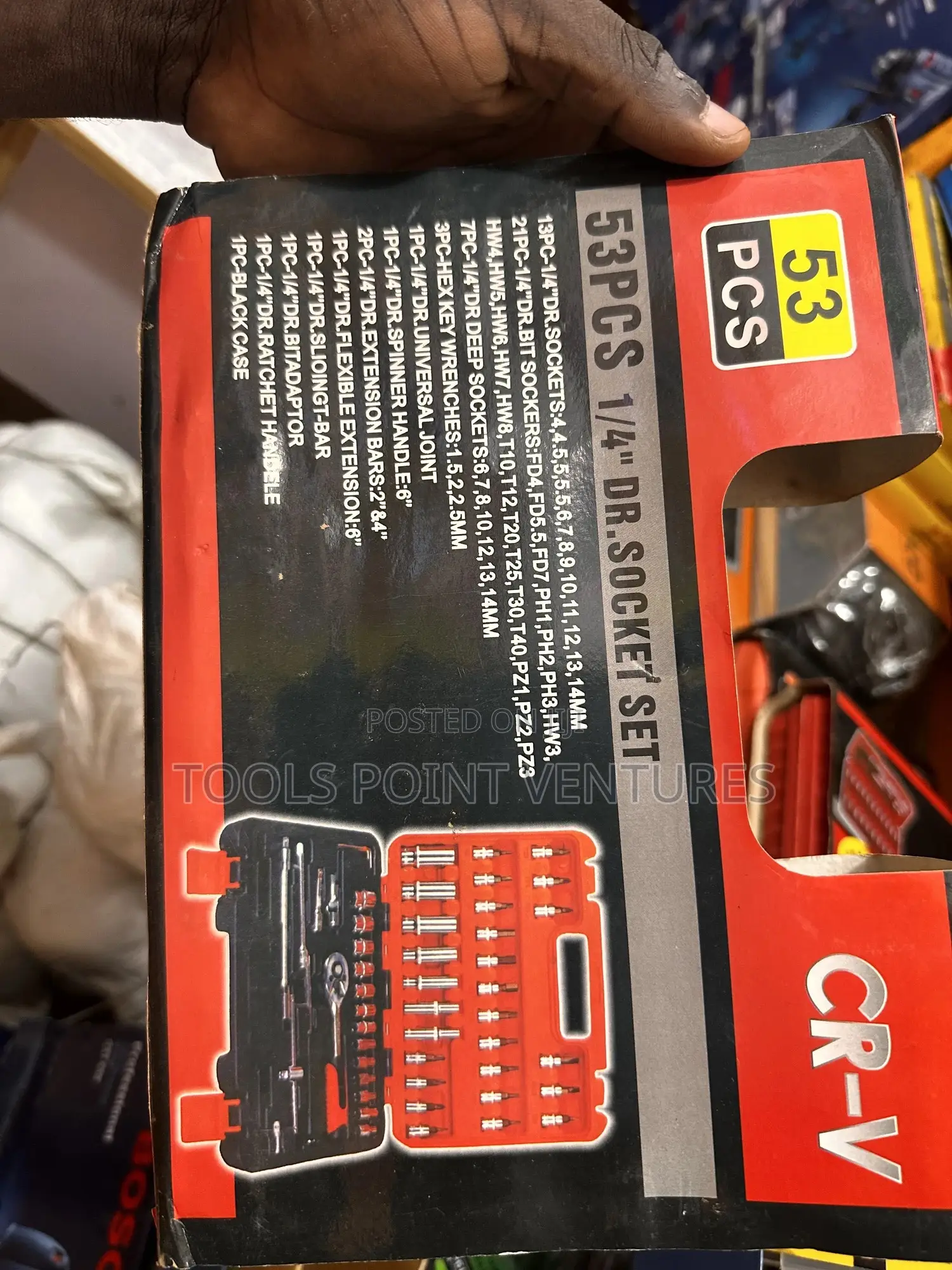 53-Piece 1/4” Drive Socket Set (Cr-V)