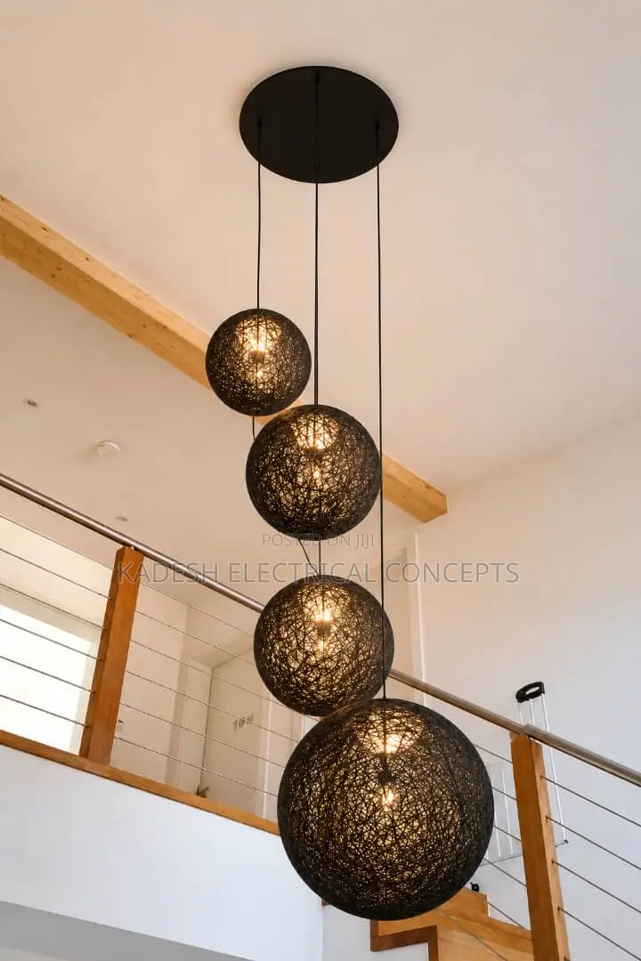 Nordic Hemp Ball Pendant Lamp Modern Rattan Art Ball Hanging Lights