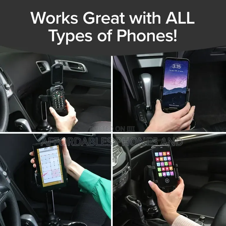 Adjustable Car Cup Holder Phone Mount – 360° Rotating Stand