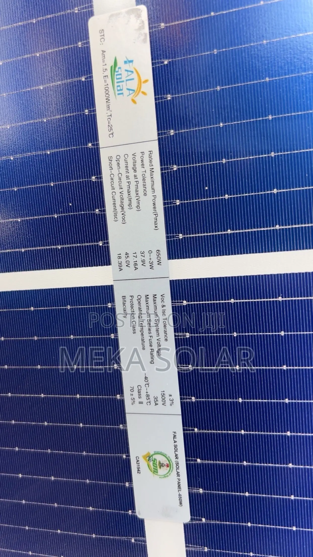 Fala 650w Bifacial Solar Panel (Mono Crystalline)