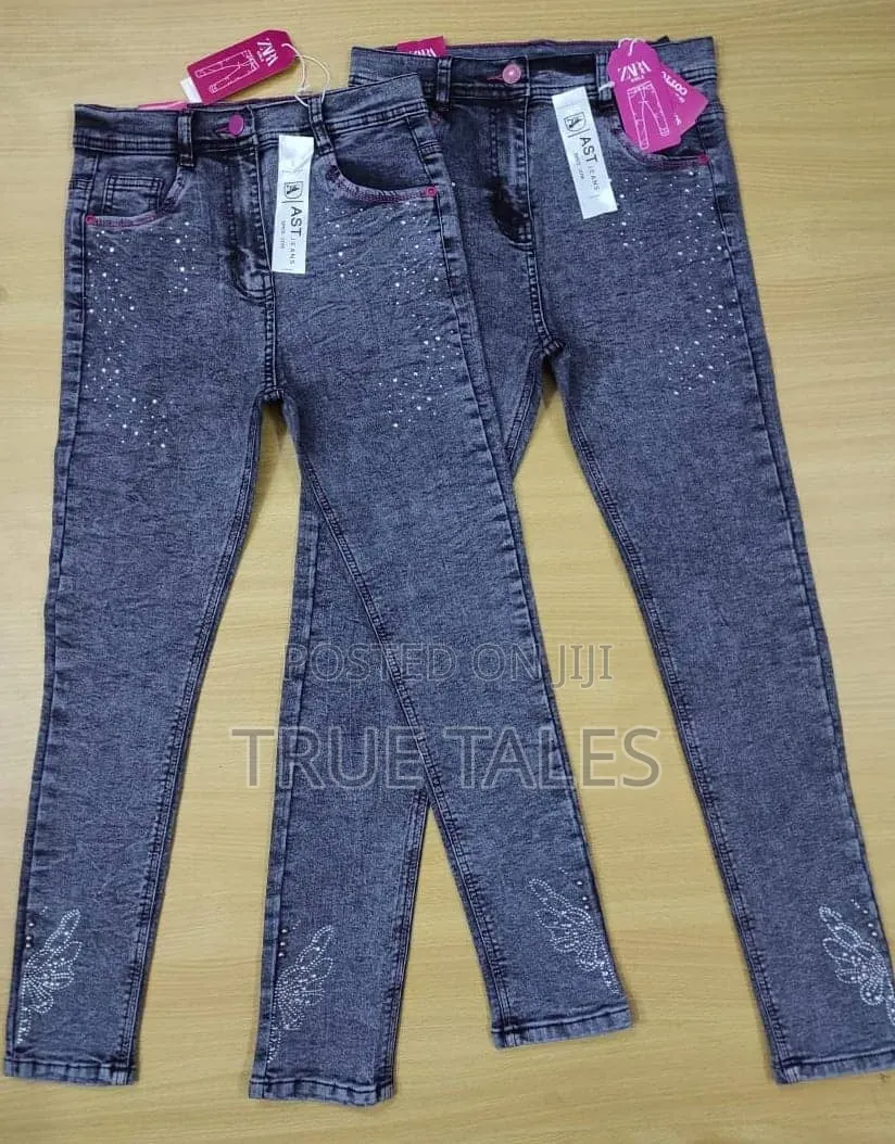 High Quality Girls Stone Embellished Denim Jeans Ages 2 to 13 Years