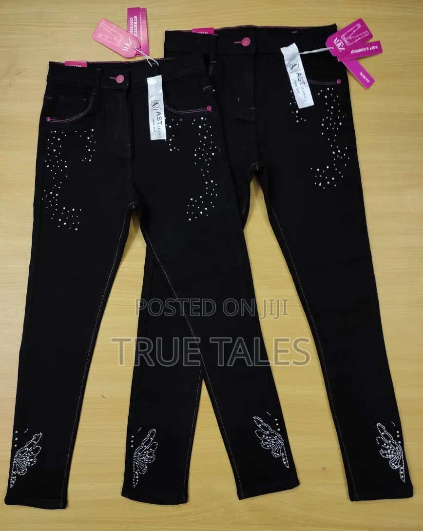 High Quality Girls Stone Embellished Denim Jeans Ages 2 to 13 Years