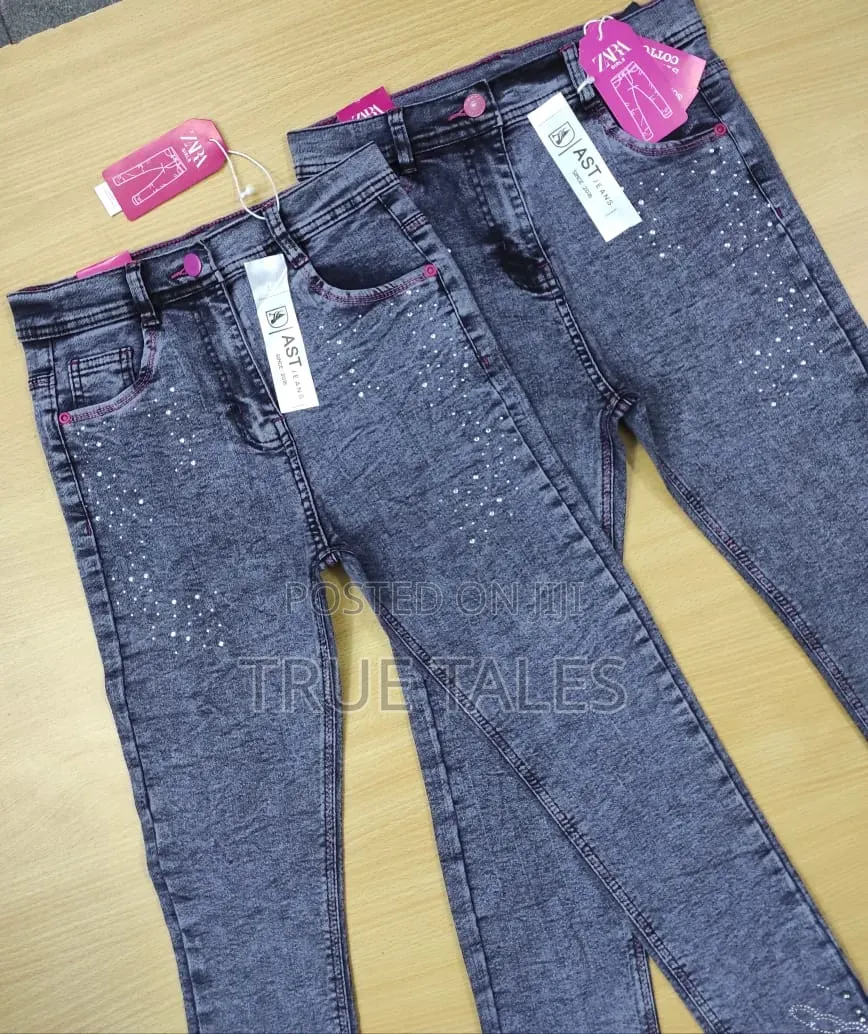 High Quality Girls Stone Embellished Denim Jeans Ages 2 to 13 Years