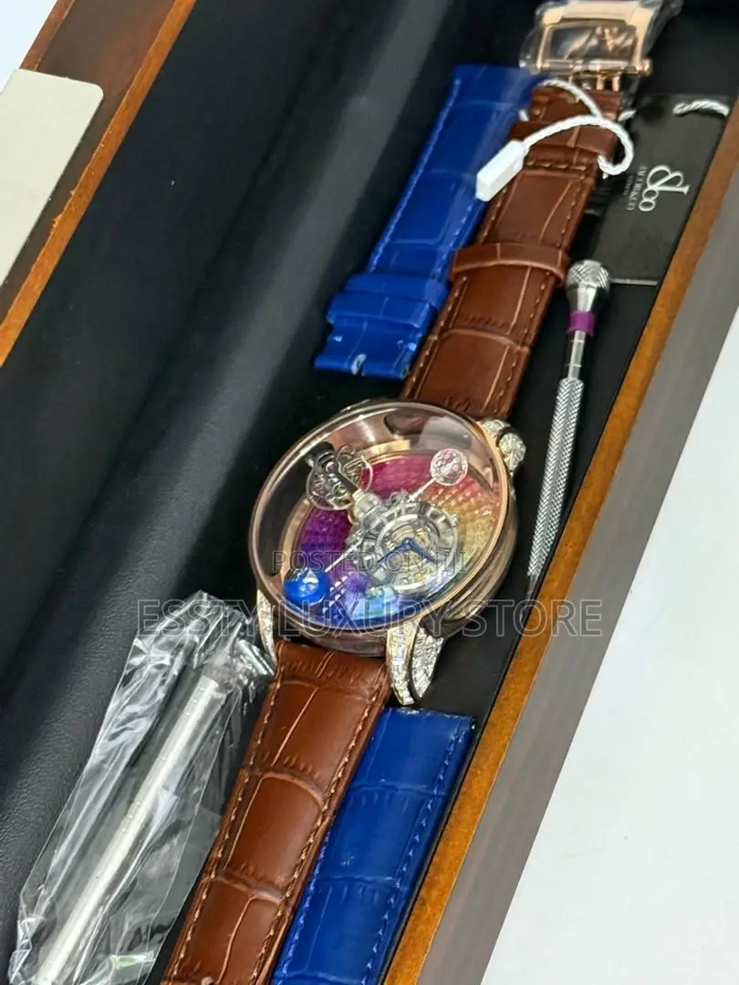 Jacob and Co Quality Luxury Men Genuine Leather Wristwatch