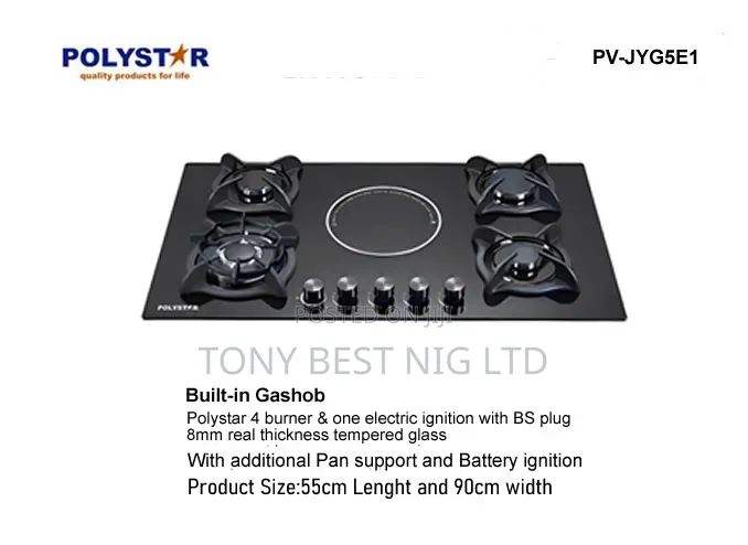 Polystar Inbuilt 4 Burners and 1 Electric 55cm Size