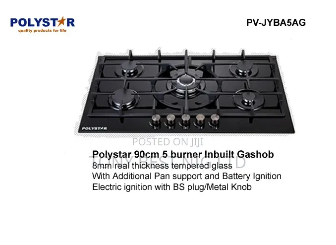 Polystar 90cm 5 Burner Inbuilt Gas Cooker
