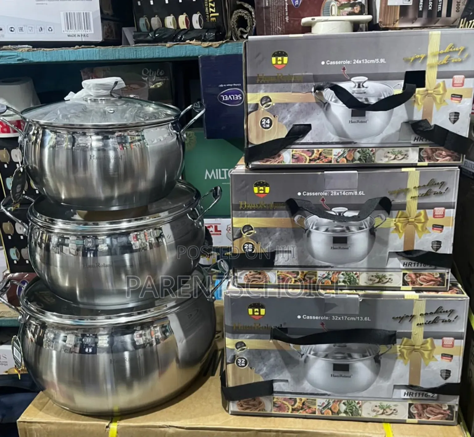 Hausroland Stainless Steel Casserole Set(24,28,32cm) or (26,30,34cm)