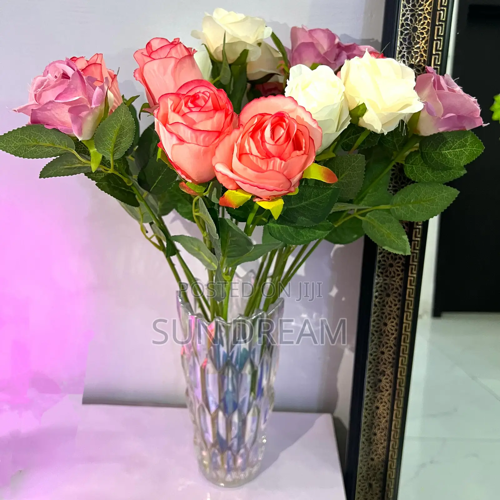 Home Decoration Rose With Vase Table Accessories Flower Accessories