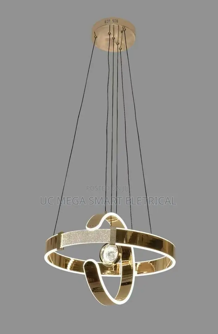 Medieval Bauhaus Luxury Circle Rings Gold Beads Shape Iron Led Pendant