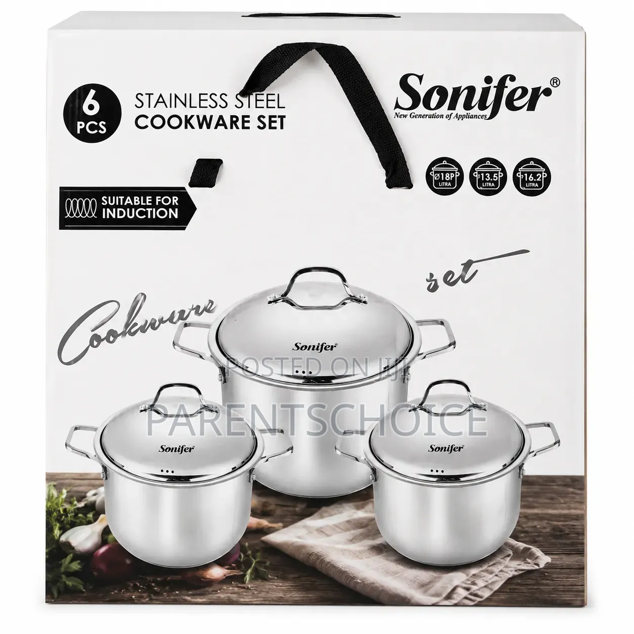 Sonifer Sf1147 Stainless Steel Stock Pot 3 Set.11.1l,13.5l and 16.2l