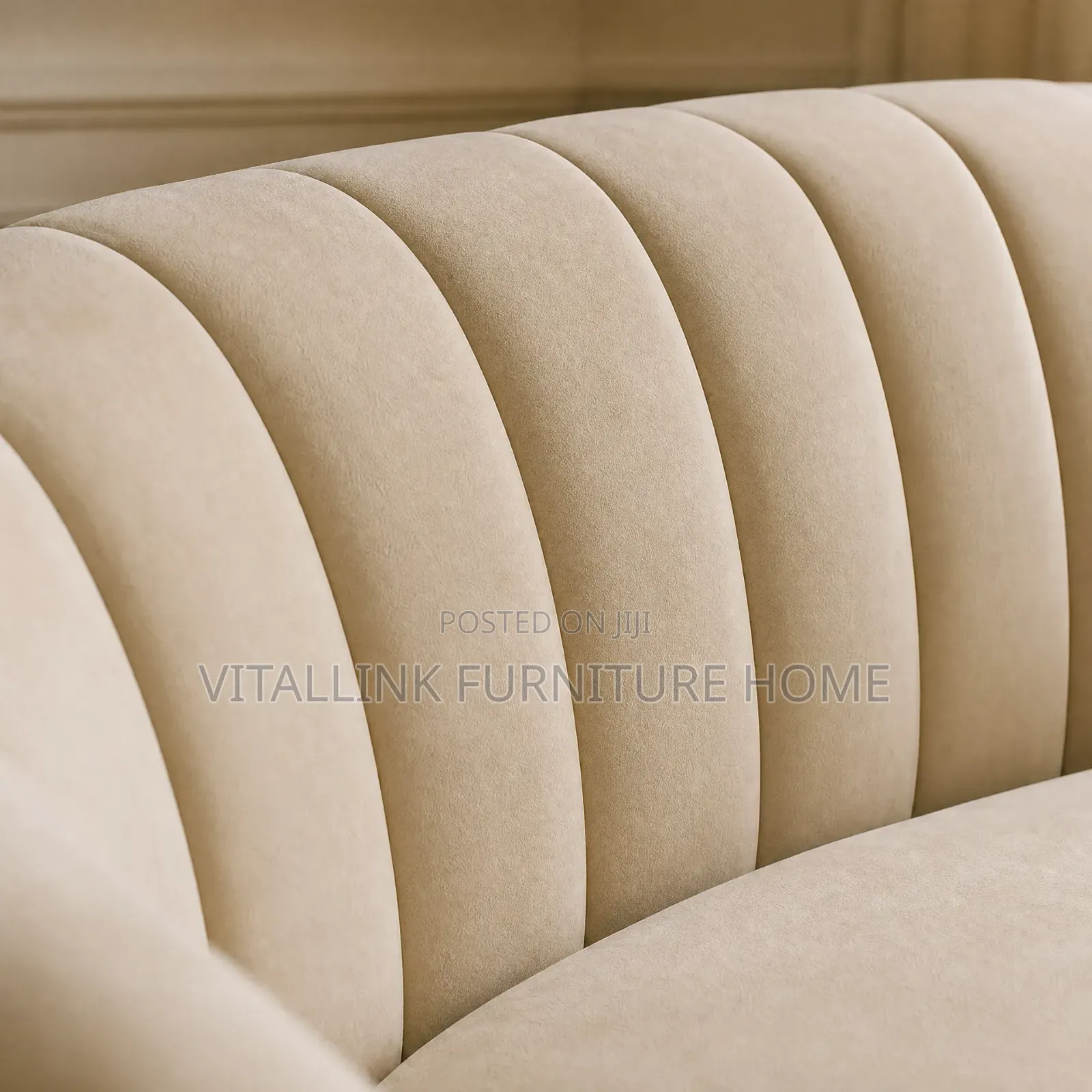 Luxury Cream Velvet Curved Loveseat With Channel Tufting Gold Legs
