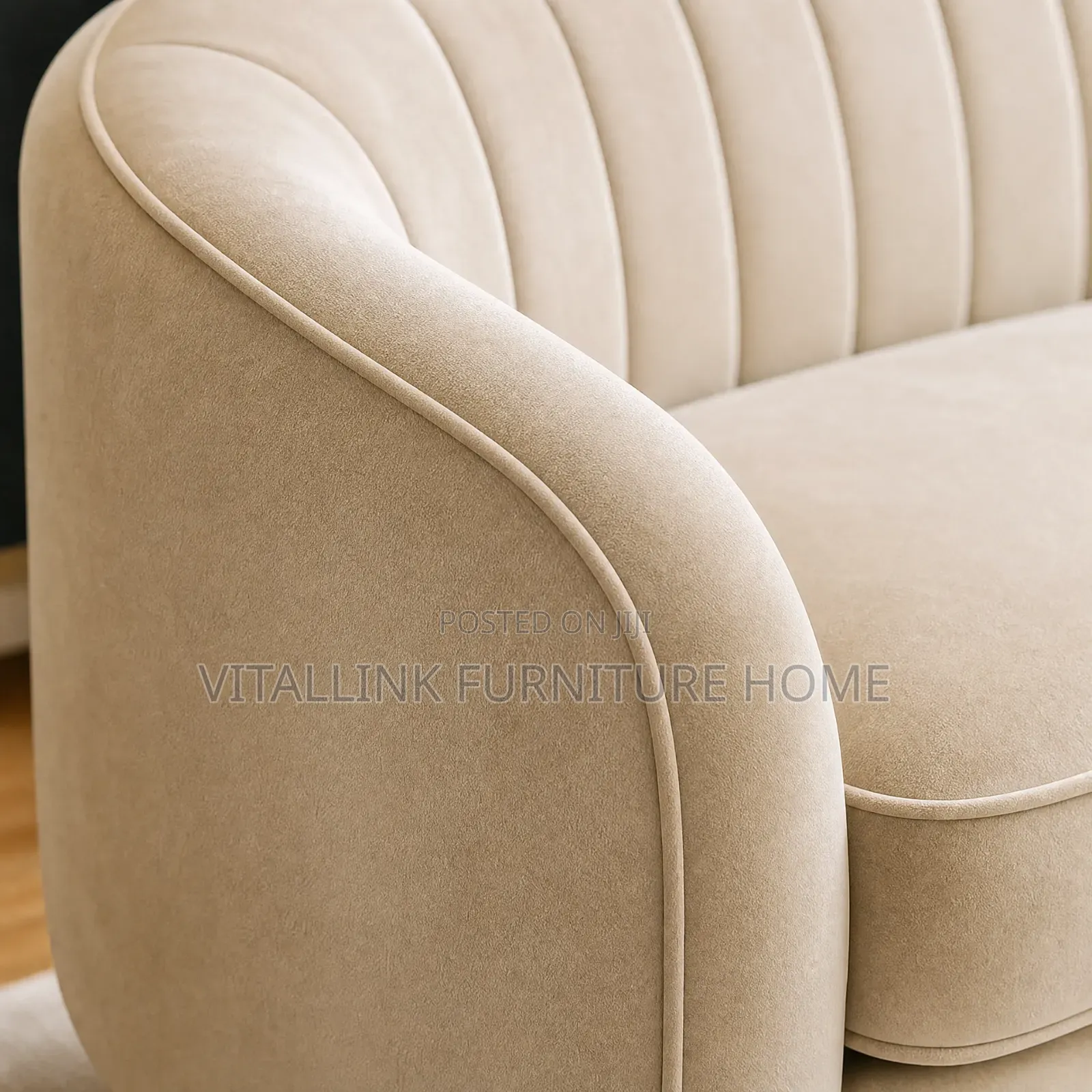 Luxury Cream Velvet Curved Loveseat With Channel Tufting Gold Legs
