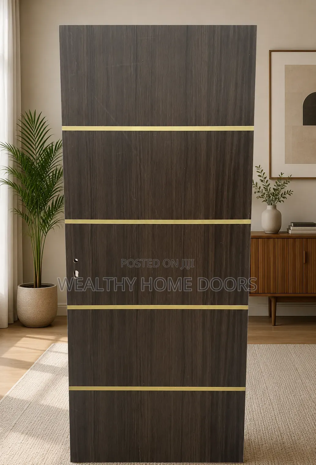 Modern Gold Line Design HDF Wooden Room Door