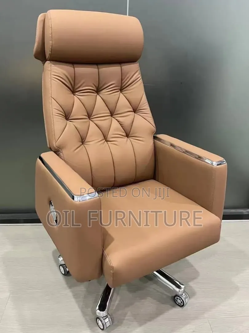 Premium High-Back Executive Leather Office Chair - Brown