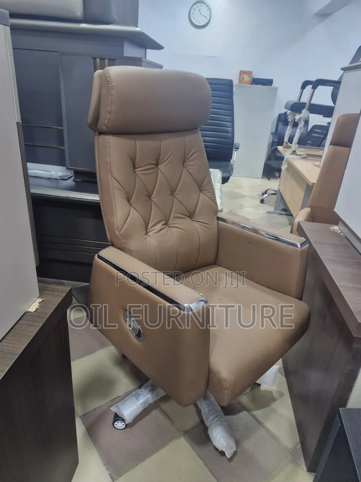 Premium High-Back Executive Leather Office Chair - Brown