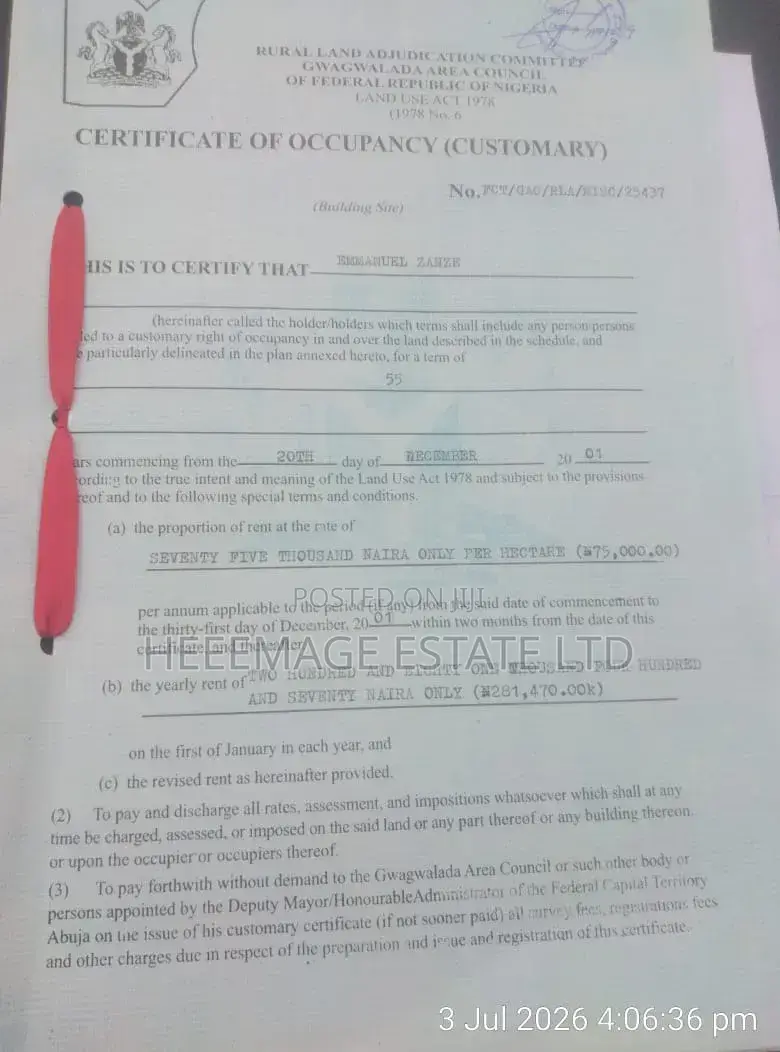 40hectares Multifuntion Land in Kaida Dobi Estate Layout