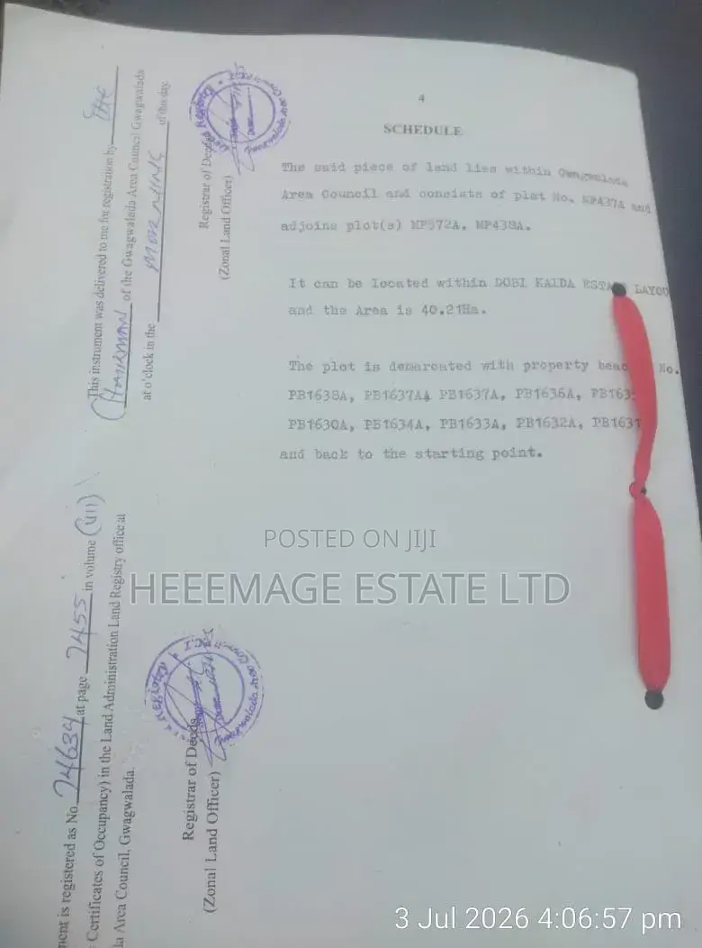 40hectares Multifuntion Land in Kaida Dobi Estate Layout