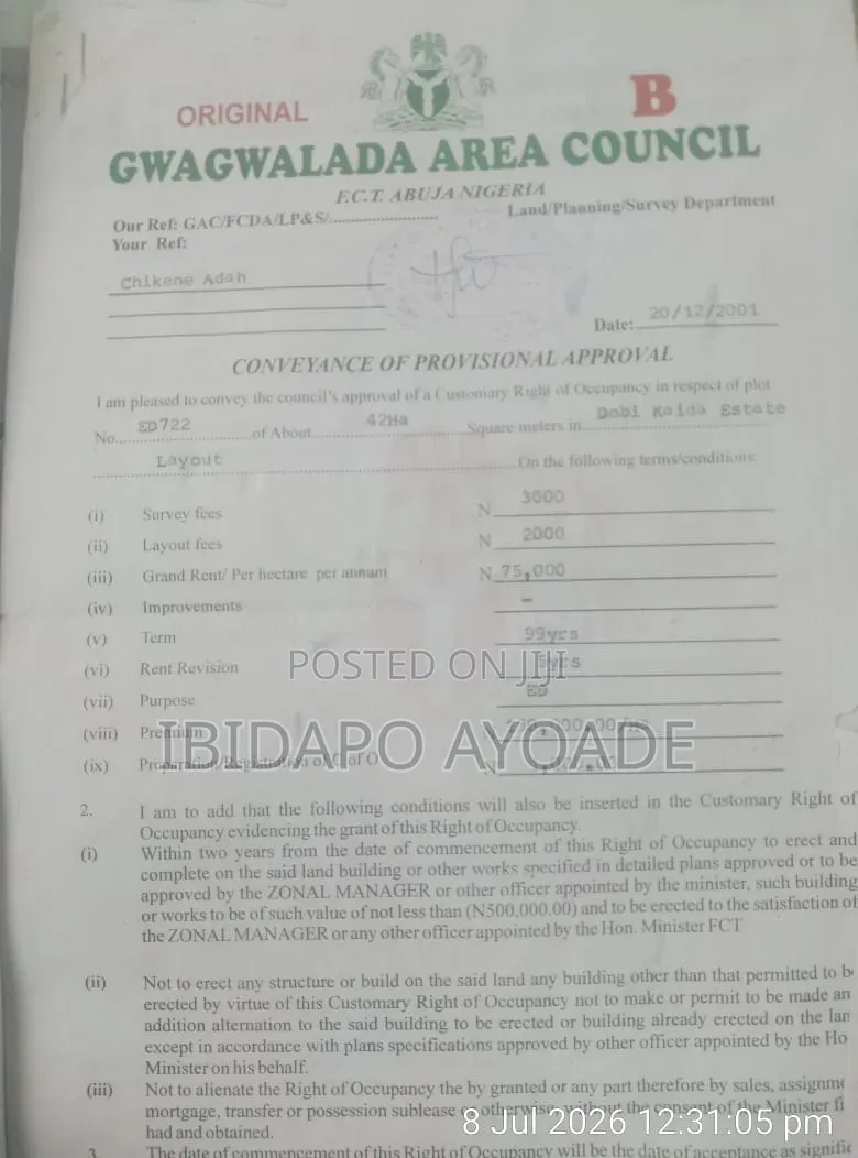 42 Hectares Estate Development in Kaida Dobi Estate Layout