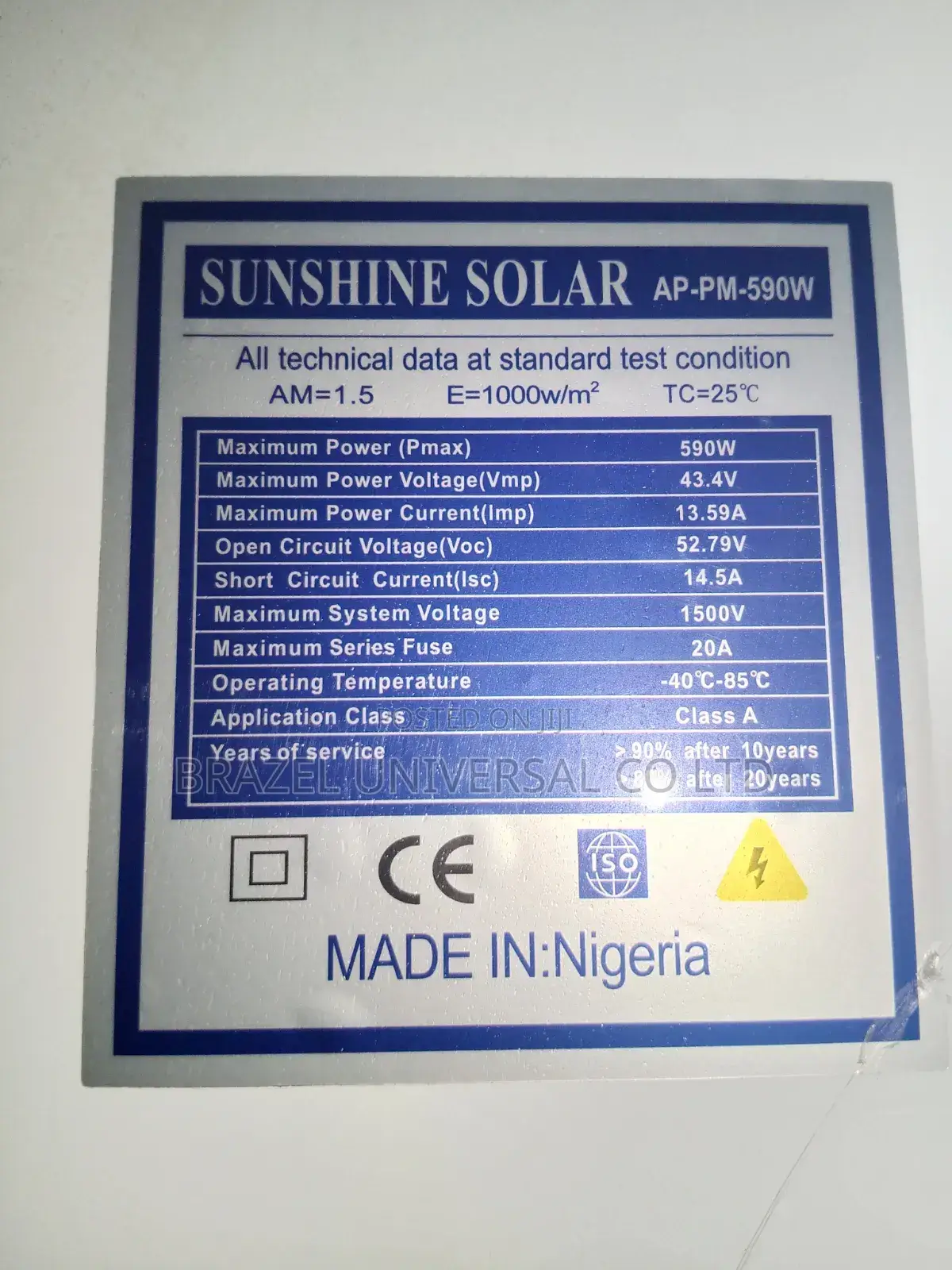 Sunshine Solar 580w Monocrystalline Panel