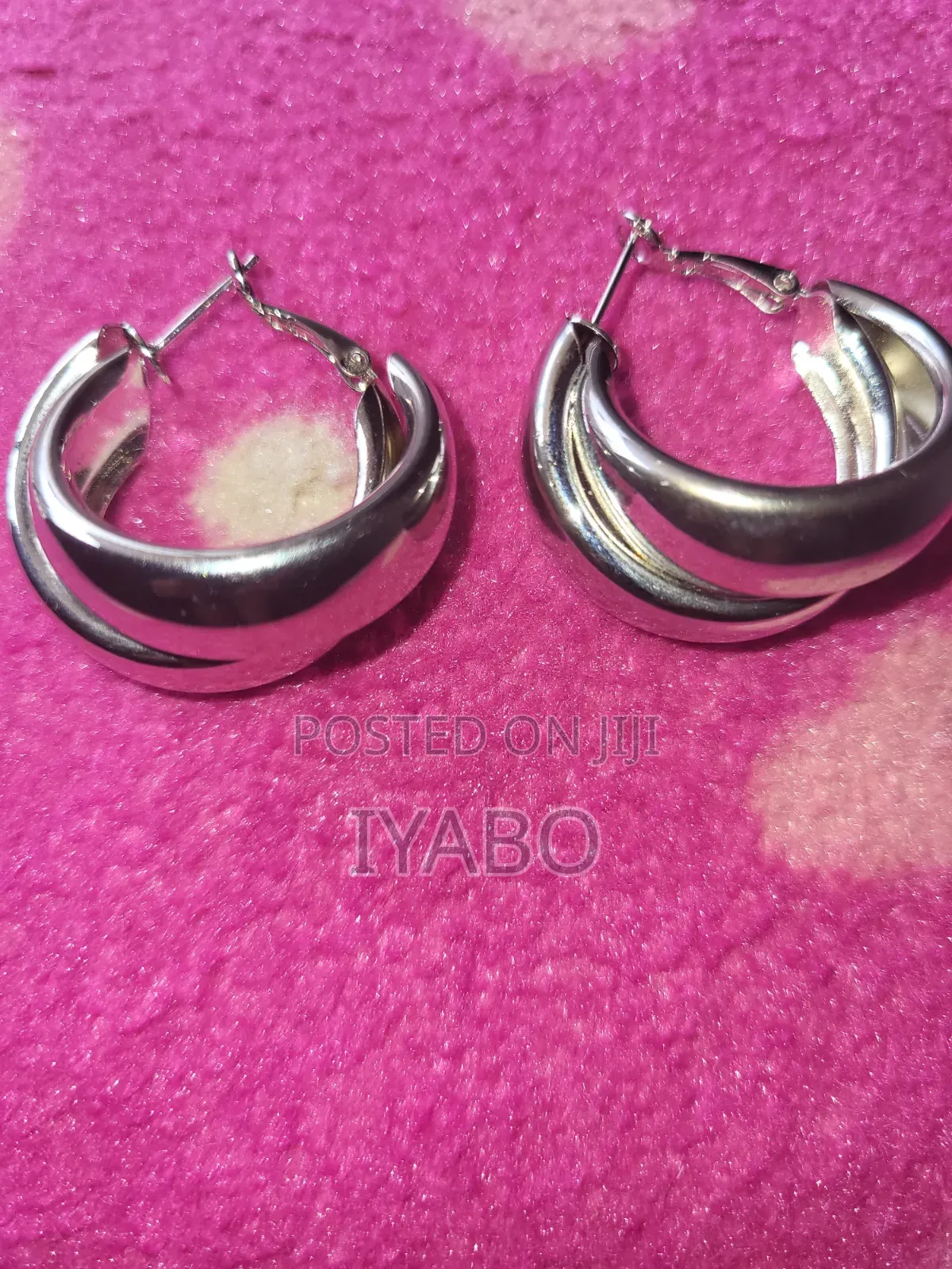 Silver Colored Chunky Hoop Earrings