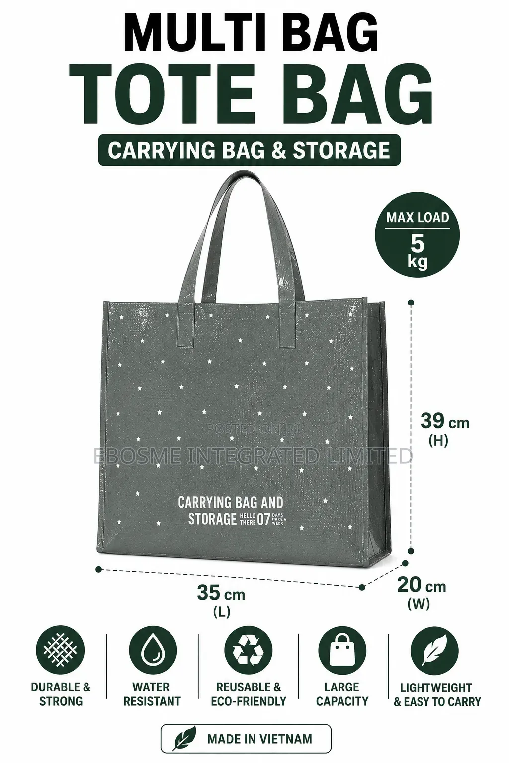 Zipper Tote Bag