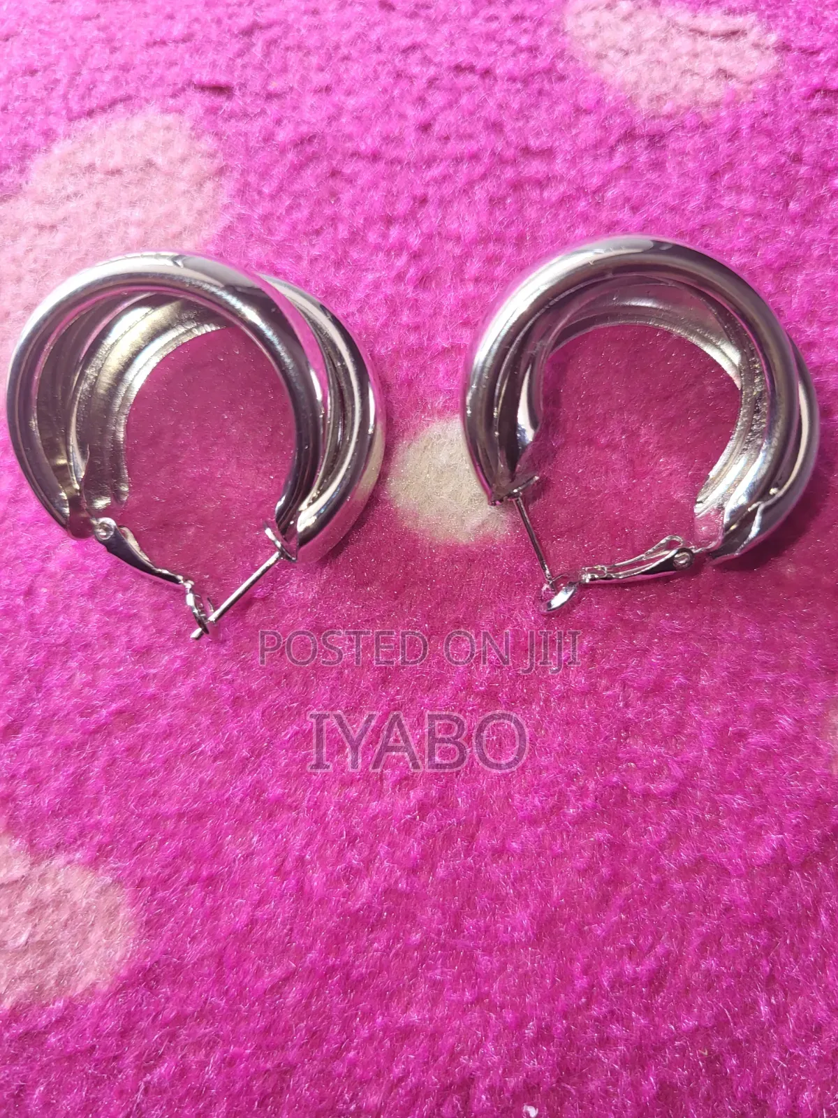 Silver Colored Chunky Hoop Earrings