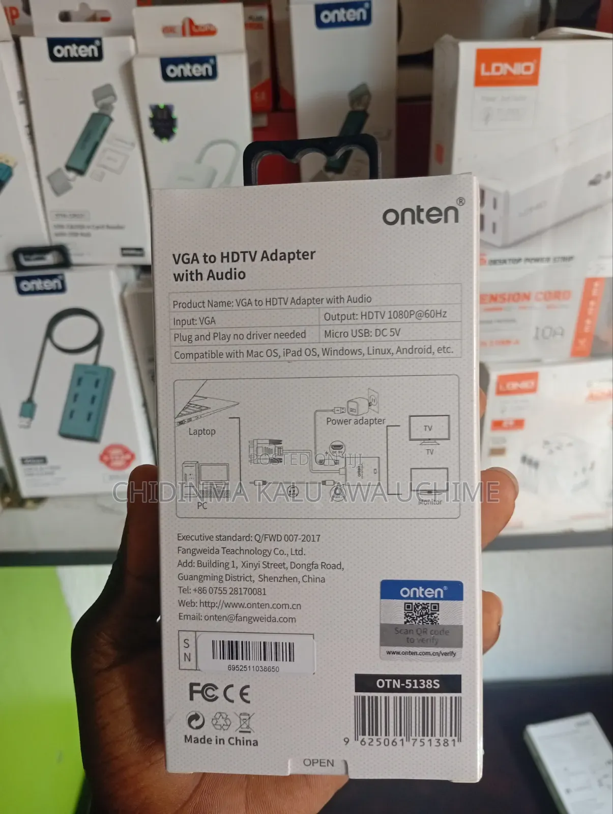 Onten Otn-5138s Vga (Male) to Hdmi (Female) Adapter With Audio