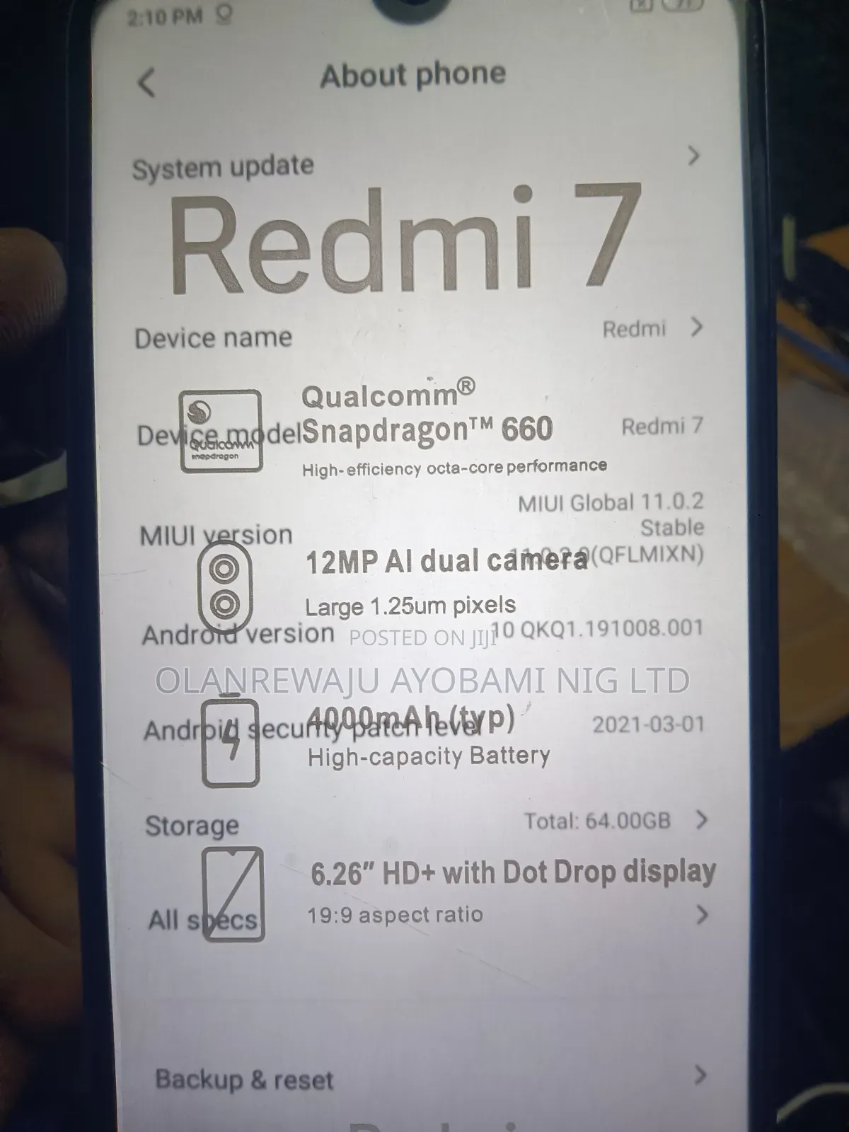 Xiaomi Redmi 7 64 GB Black