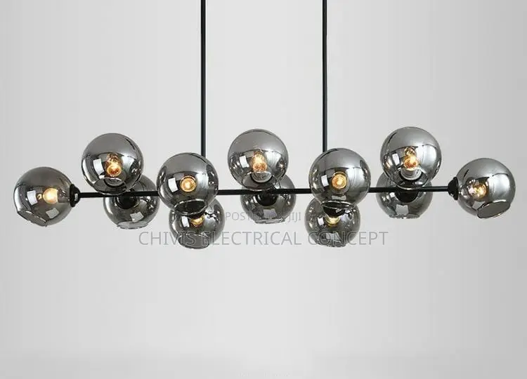 Grey Glass Led Pendant Lights For Living Room Chandeliers Island
