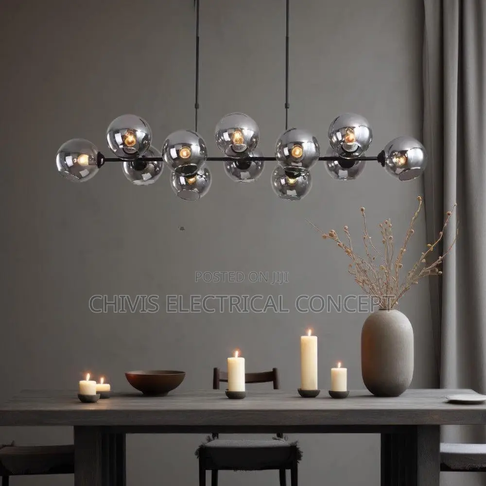 Grey Glass Led Pendant Lights For Living Room Chandeliers Island