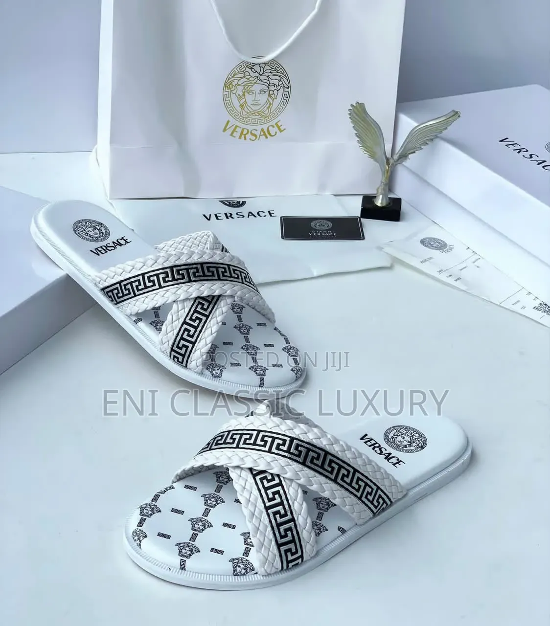 Best Quality Luxury Men's Slippers Versace Well Banded Package