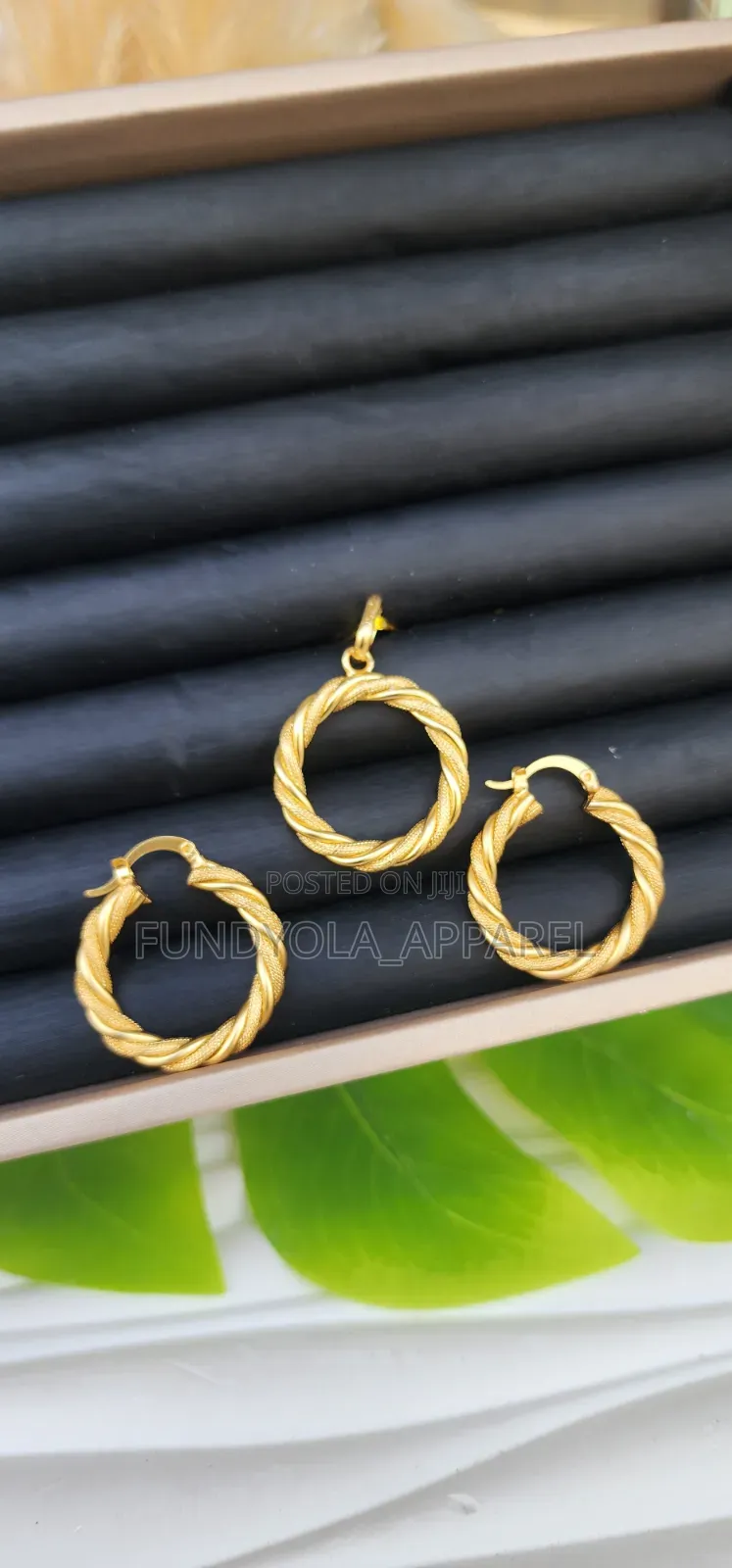 Gold Earring and Pendant Set