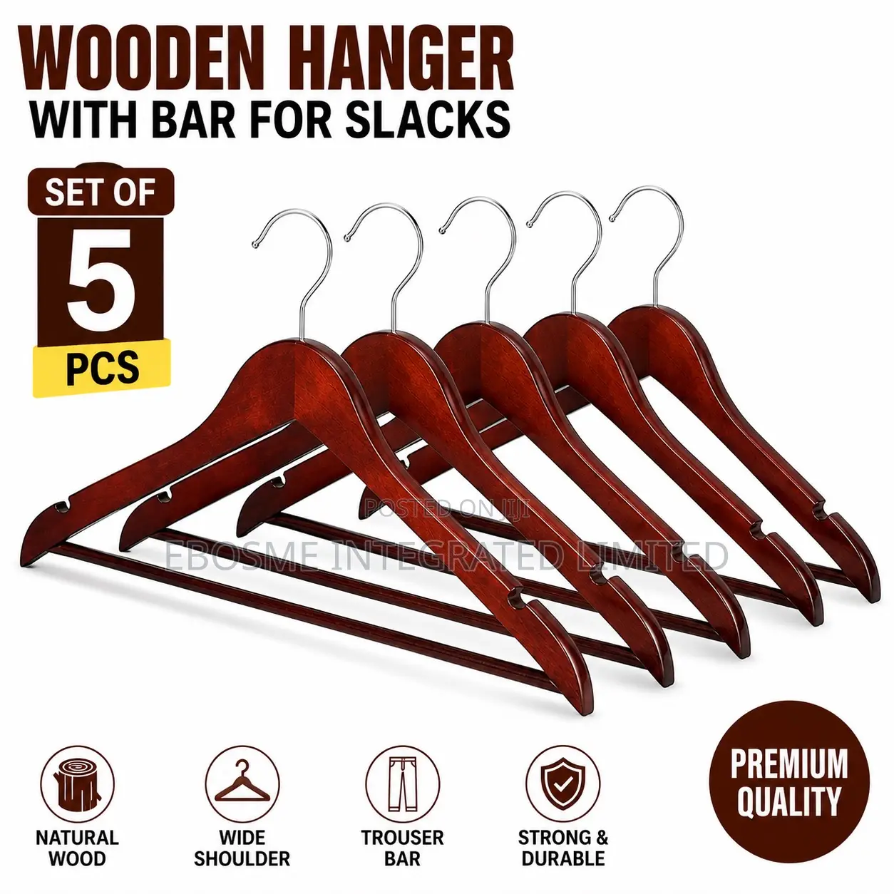 Luxury Wooden Hanger (5pcs)