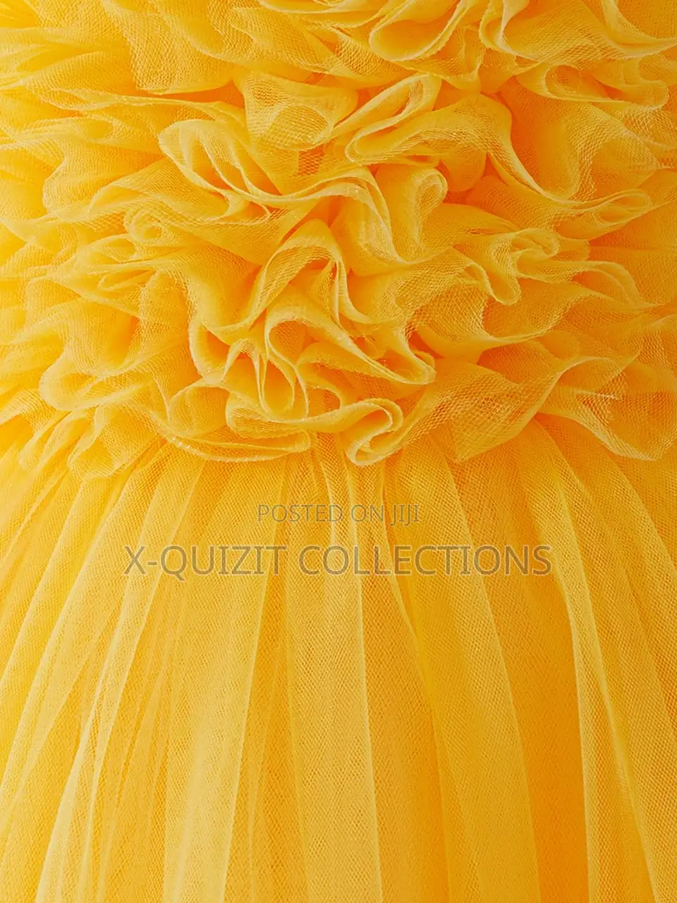 Girls’ Yellow Ruffle Tulle Princess Party Dress (5-7y)