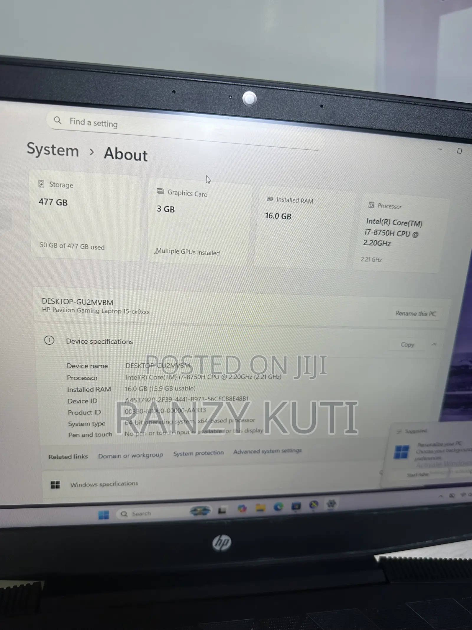 Laptop HP Pavilion Gaming Laptop 15-dk2xxx 16GB Intel Core i7 SSD 512GB