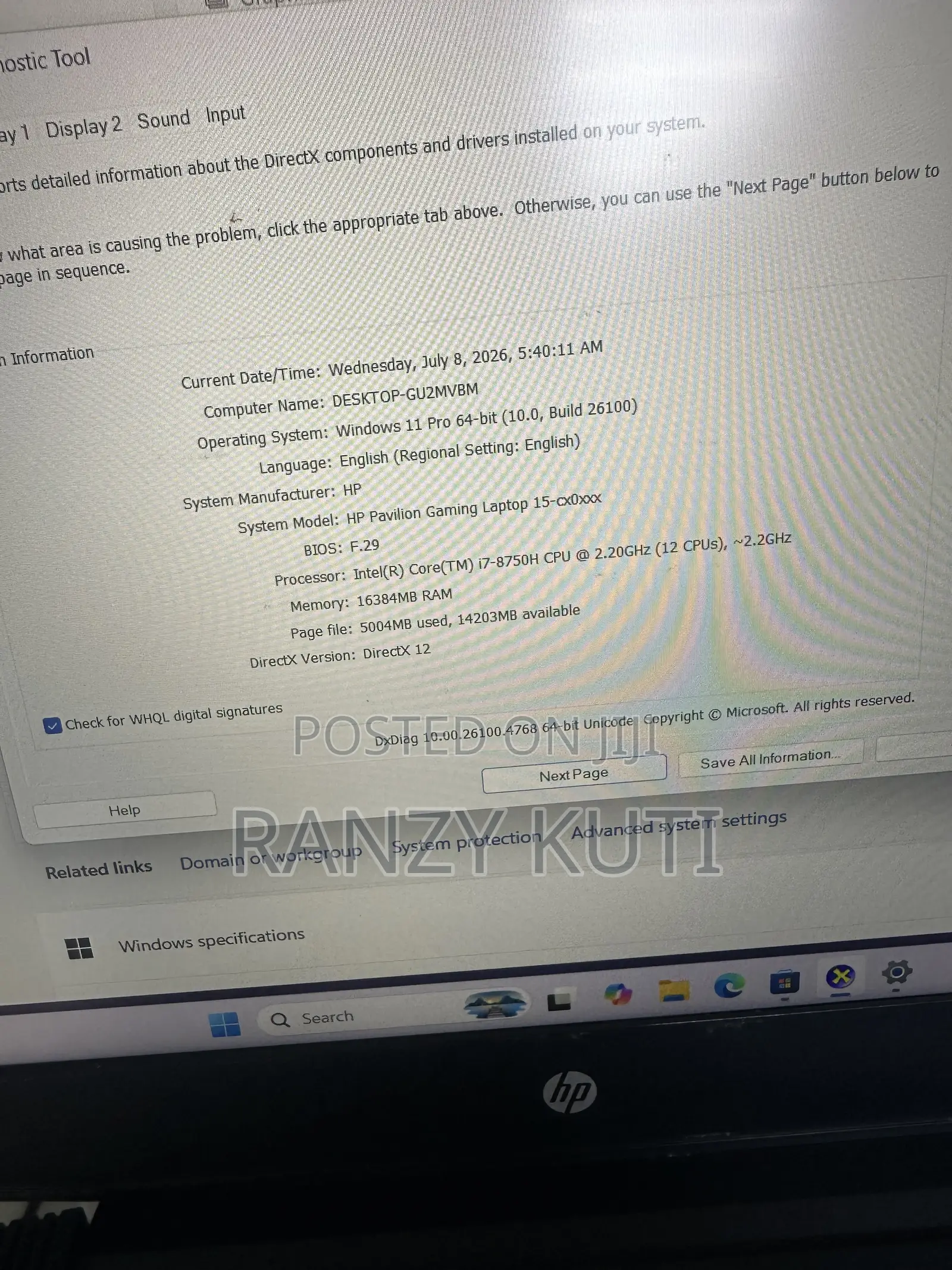 Laptop HP Pavilion Gaming Laptop 15-dk2xxx 16GB Intel Core i7 SSD 512GB