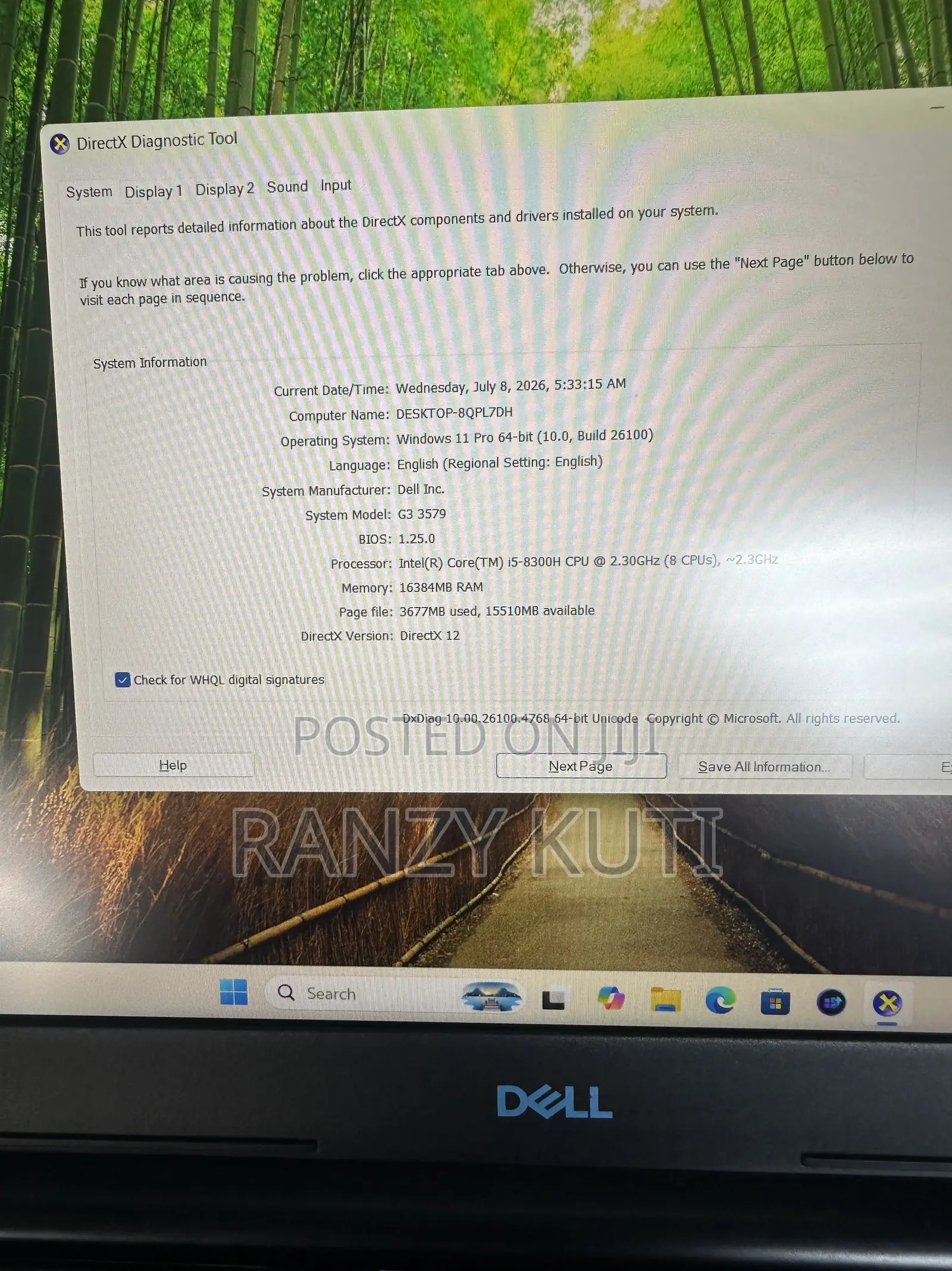 Laptop Dell G3 15 3579 16GB Intel Core i5 SSD 512GB