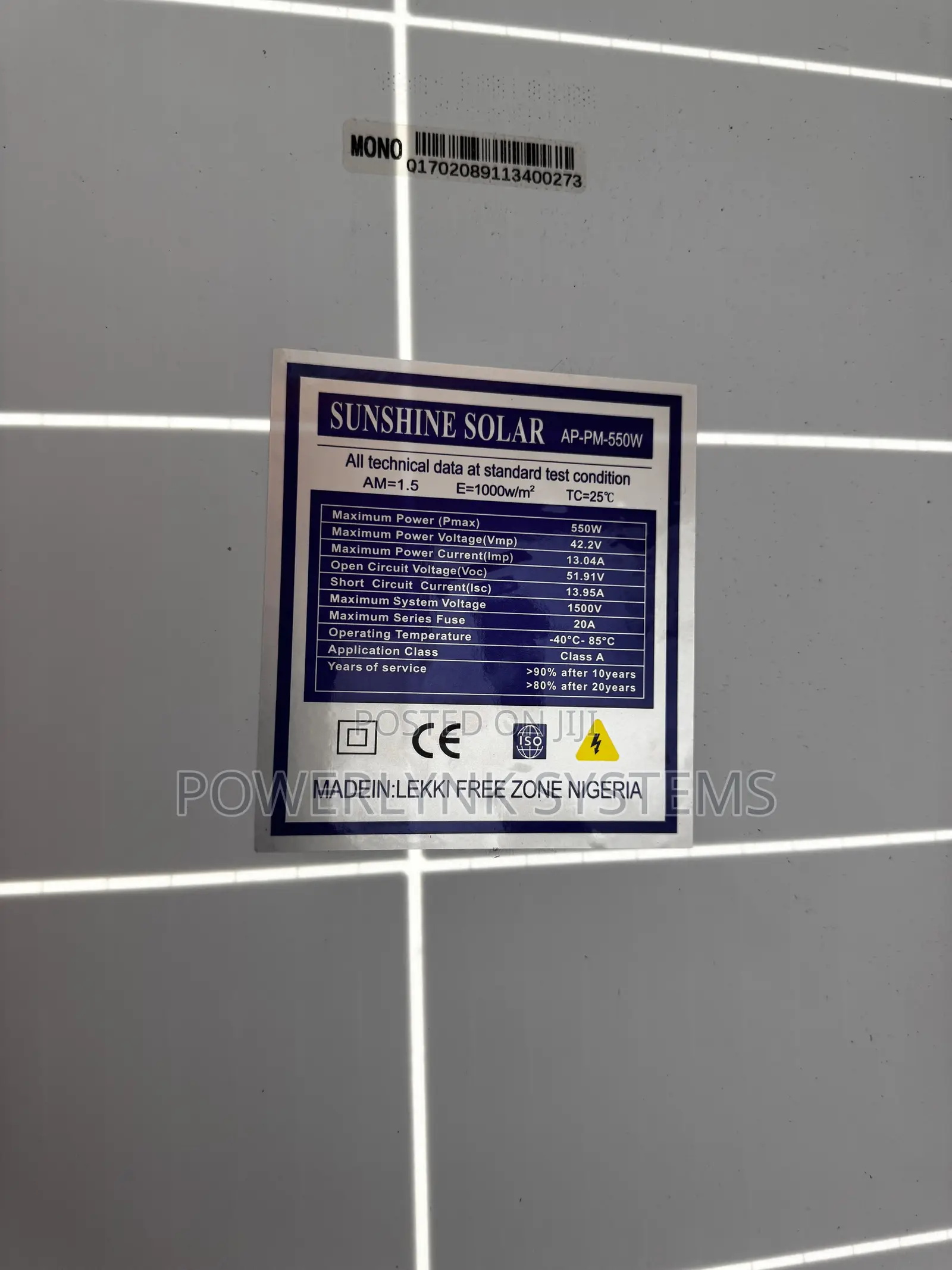 550 Watts Sunshine Bona Solar Panel Monocrystalline