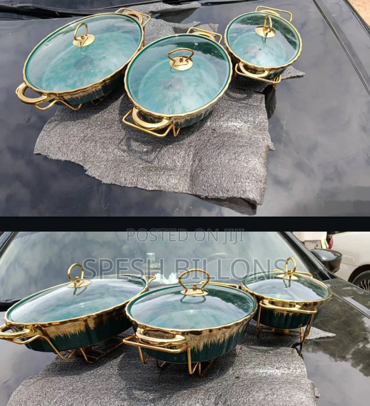 Luxury Food Warmer, 4-in-1 Set of Dish Server Set of Gold Cutlery